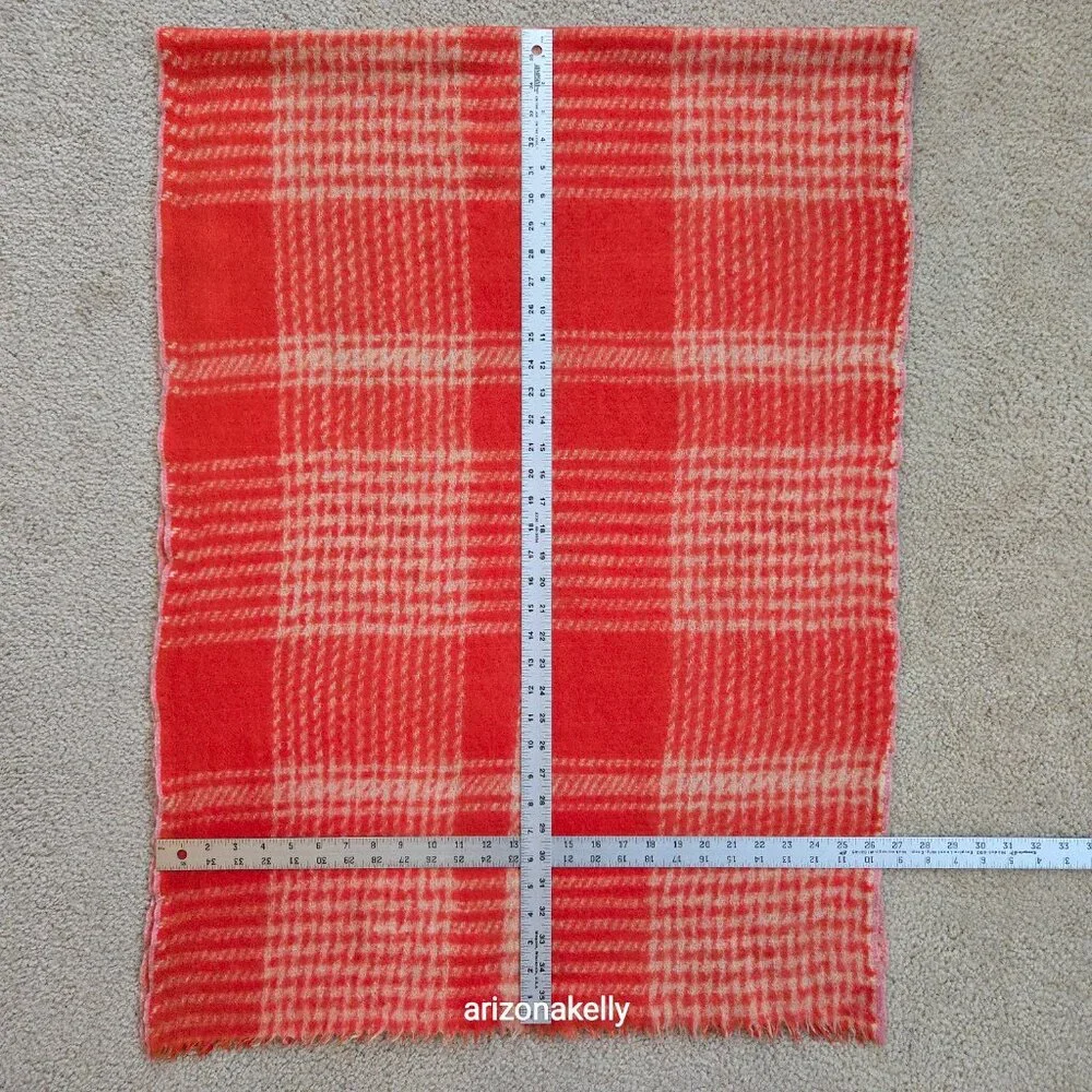 Wool Houndstooth Orange Scarf
